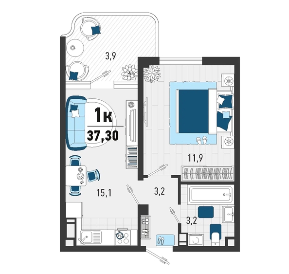 
   Продам 1-комнатную, 33.4 м², Конечная ул, 2

. Фото 6.