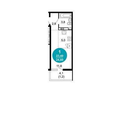 
   Продам 1-комнатную, 24.6 м², Искры ул, 66/10

. Фото 2.