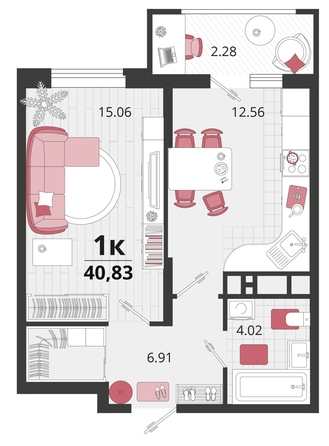 
   Продам 1-комнатную, 40.83 м², Родные просторы, литера 20

. Фото 4.