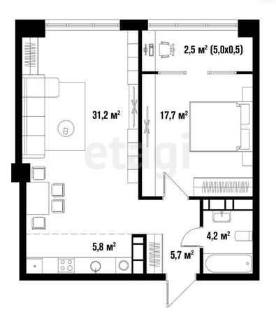 
   Продам 1-комнатную, 65.9 м², 40-летия Победы ул, 33Г

. Фото 7.