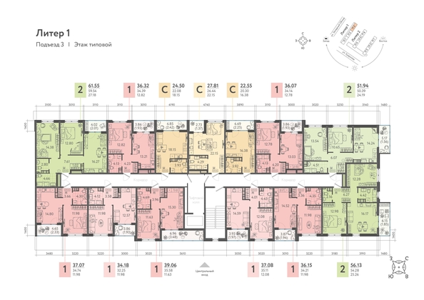 
   Продам 2-комнатную, 60.55 м², Кудухова Б.С. ул, 1

. Фото 18.