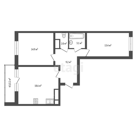 
   Продам 2-комнатную, 63.4 м², Домбайская ул, 55/5

. Фото 11.