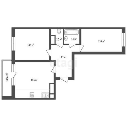 
   Продам 2-комнатную, 63.4 м², Домбайская ул, 55/5

. Фото 12.