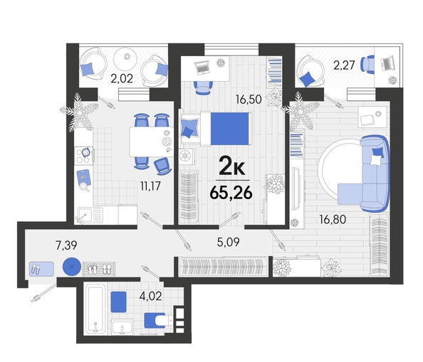 
   Продам 2-комнатную, 65.8 м², Спортивная ул, 2а лит8

. Фото 4.