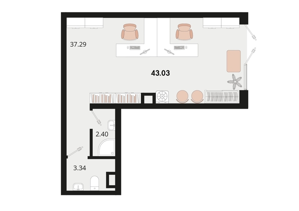 
   Продам офис, 43.03 м², Родные просторы, литера 13

. Фото 1.