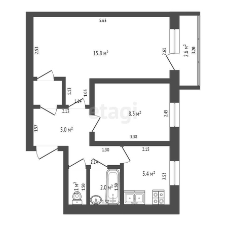 
   Продам 2-комнатную, 38.5 м², Строительная ул, 6

. Фото 9.