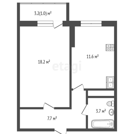 
   Продам 1-комнатную, 42 м², Гаражная ул, 87

. Фото 9.