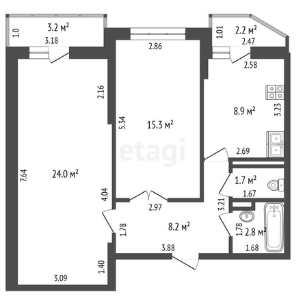 
   Продам 2-комнатную, 60.9 м², Командорская ул, 3/1

. Фото 12.