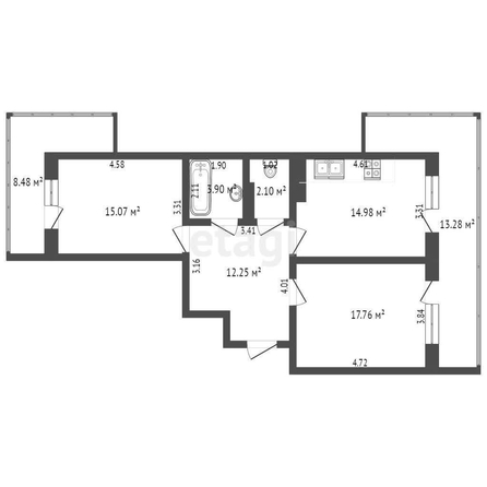 
   Продам 2-комнатную, 66.3 м², Стахановская ул, 1/3

. Фото 15.