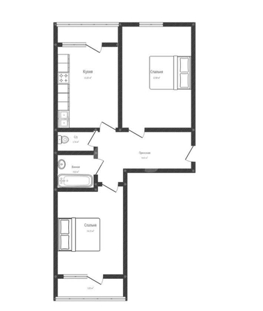 
   Продам 2-комнатную, 58.6 м², краеведа Соловьёва В.А. ул, 6/4

. Фото 1.