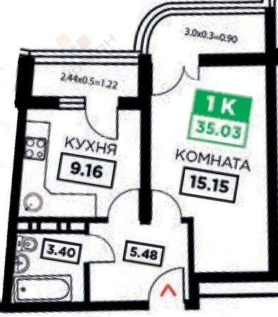 
   Продам 1-комнатную, 35.03 м², Воронежская ул, 47/11

. Фото 2.