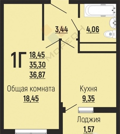 
   Продам 1-комнатную, 36.9 м², Заполярная ул, 39к10

. Фото 4.