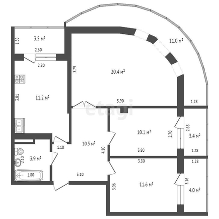 
   Продам 3-комнатную, 67.7 м², Бородинская ул, 10

. Фото 23.