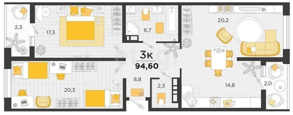 
   Продам 3-комнатную, 89.3 м², Мачуги В.Н. ул, 166А/1

. Фото 16.