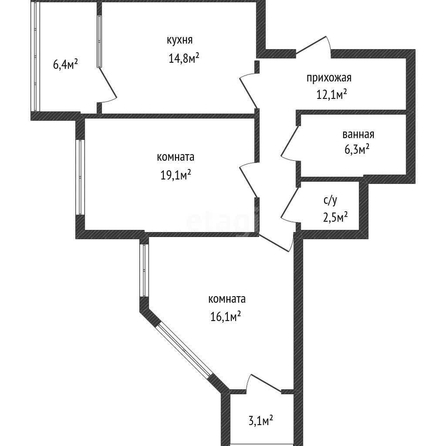 
   Продам 2-комнатную, 70.9 м², Береговая ул, 2/2

. Фото 1.