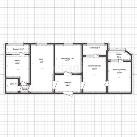 
   Продам 4-комнатную, 91.5 м², Селезнева ул, 206

. Фото 14.