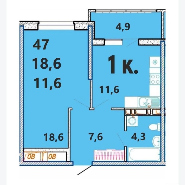 
  Продается 1-комн. квартира, 47 м², ЖК Клубный дом Агой
. Фото 1.