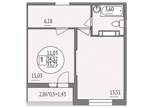 
   Продам 1-комнатную, 35.75 м², Жириновского ул, 7

. Фото 1.