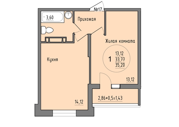 
   Продам 1-комнатную, 35.2 м², Жириновского ул, 7

. Фото 1.