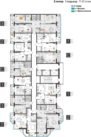
  Продается 3-комн. квартира, 95.4 м², ЖК Рекорд 2, литера 3
. Фото 1.