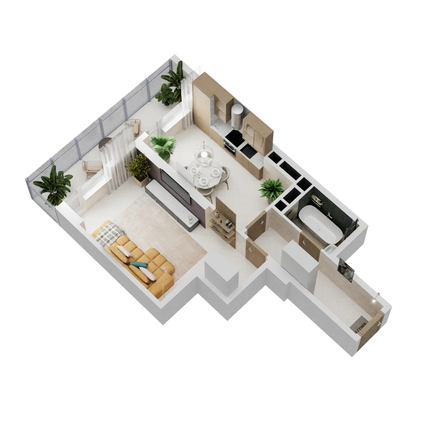 
  Продается 1-комн. квартира, 50.46 м², ЖК Золотой Берег, литер 3
. Фото 1.