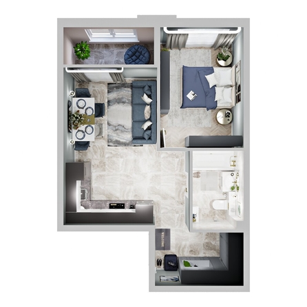 
  Продается 1-комн. квартира, 41.7 м², ЖК Зеленая территория, литера 1.1
. Фото 2.