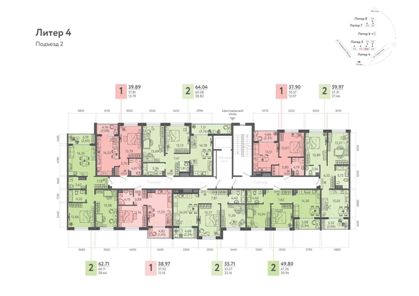 
  Продается 1-комн. квартира, 38.97 м², ЖК Клубный квартал «Друзья», лит 4
. Фото 1.