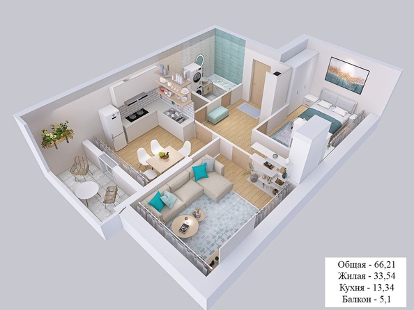 
  Продается 2-комн. квартира, 66.21 м², ЖК Клубный дом Агой
. Фото 2.
