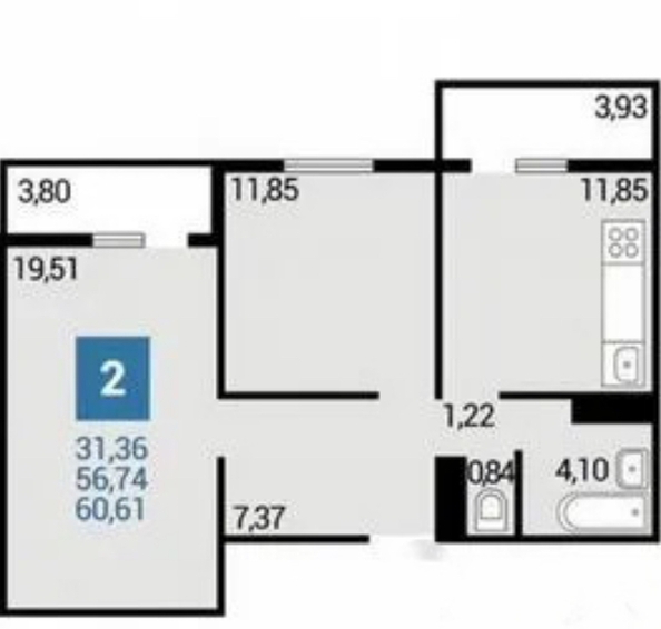 
  Продается 2-комн. квартира, 65 м², Адмирала Пустошкина ул, д. 22к7
. Фото 26.