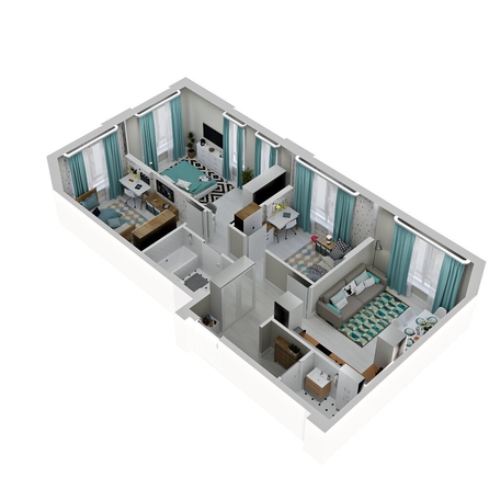 
  Продается 3-комн. квартира, 67.53 м², ЖК Зеленая территория, литера 1.2
. Фото 1.