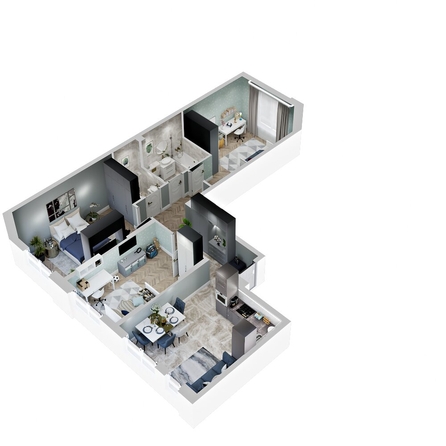 
  Продается 3-комн. квартира, 77.03 м², ЖК Зеленая территория, литера 1.2
. Фото 1.