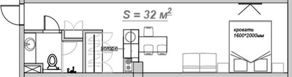 
  Продается студия, 32 м², Учительская ул, д. 5
. Фото 3.