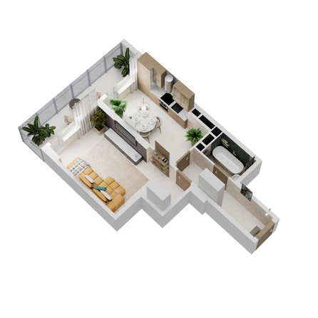 
  Продается 1-комн. квартира, 43.31 м², ЖК Золотой Берег, литер 4
. Фото 1.