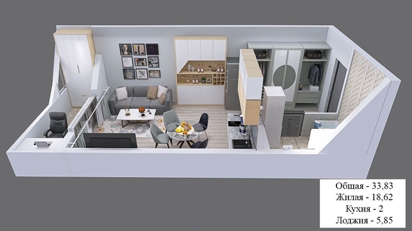 
  Продается студия, 33.83 м², ЖК Клубный дом Агой
. Фото 2.