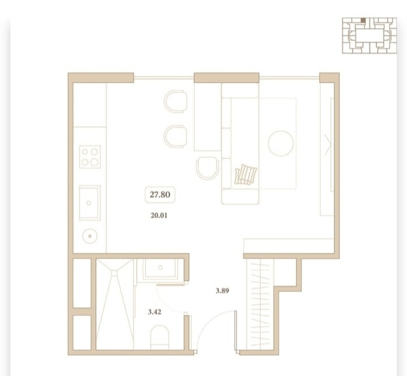 
  Продается апартамент, 29 м², Толстого ул, д. 26
. Фото 16.