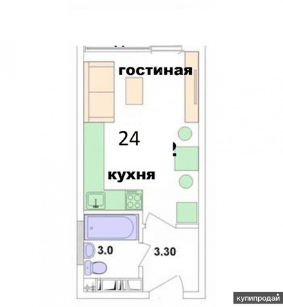 
  Продается студия, 24 м², Владимирская ул, д. 154к4
. Фото 18.