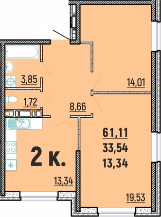 
  Продается 2-комн. квартира, 61 м², ЖК Клубный дом Агой
. Фото 1.