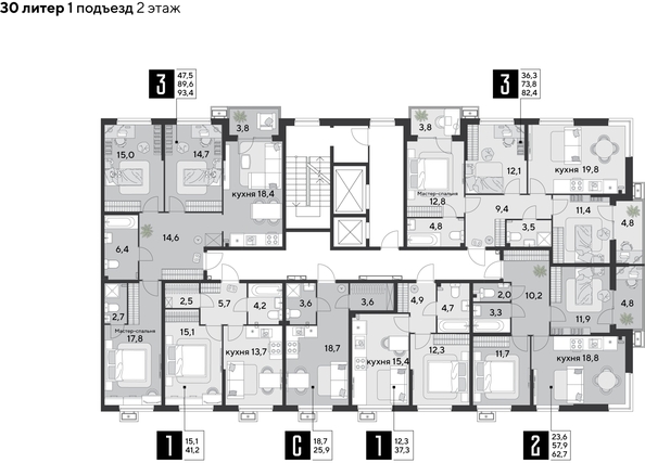 
  Продается 2-комн. квартира, 62.7 м², ЖК Парк Победы 2, литера 30
. Фото 2.
