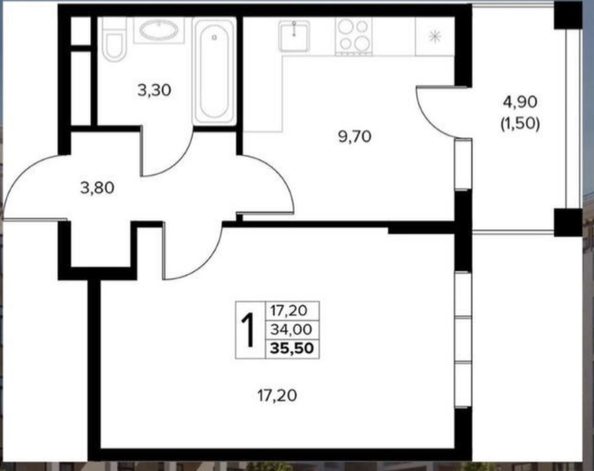 
  Продается 1-комн. квартира, 39 м², Мирная ул, д. 11к3
. Фото 5.