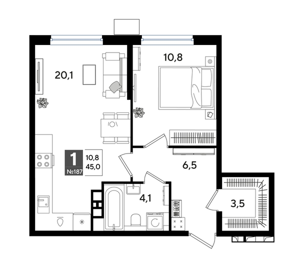 
  Продается 1-комн. квартира, 45 м², ЖК DOGMA PARK (Догма парк), литера 13
. Фото 1.
