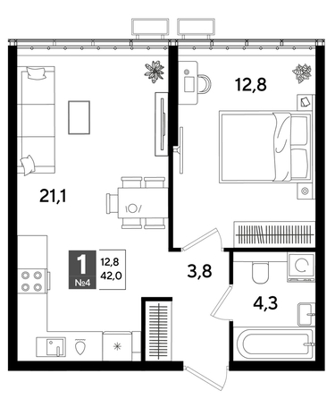 
  Продается 1-комн. квартира, 42 м², ЖК DOGMA PARK (Догма парк), литера 15
. Фото 1.