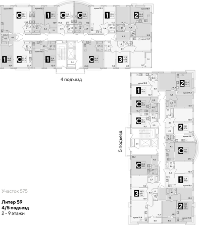 
  Продается 1-комн. квартира, 44.2 м², ЖК Самолет, литера 59
. Фото 2.