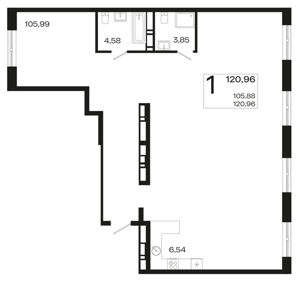 
  Продается 1-комн. квартира, 120.96 м², ЖК Патрики, литер 5.1
. Фото 1.