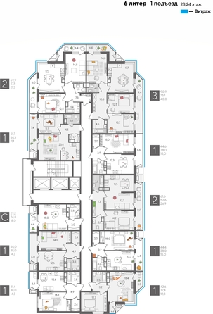 
  Продается 1-комн. квартира, 44.4 м², ЖК Рекорд 2, литера 6
. Фото 2.