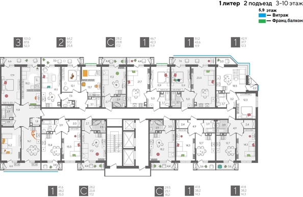 
  Продается студия, 29.5 м², ЖК Рекорд 2, литера 1
. Фото 2.