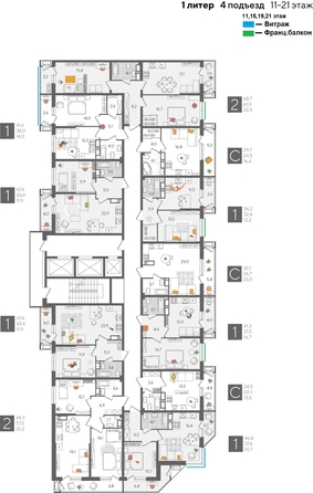 
  Продается 2-комн. квартира, 68.7 м², ЖК Рекорд 2, литера 1
. Фото 2.