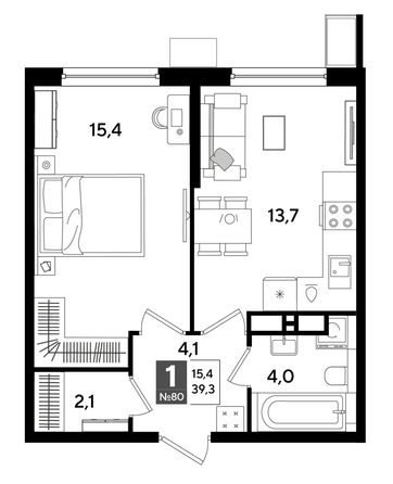 
  Продается 1-комн. квартира, 38.7 м², ЖК DOGMA PARK (Догма парк), литера 19
. Фото 1.