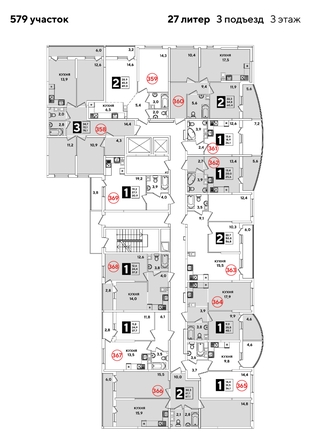 
  Продается 3-комн. квартира, 78.1 м², ЖК Самолет, литера 27
. Фото 2.