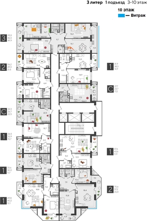 
  Продается 3-комн. квартира, 95.5 м², ЖК Рекорд 2, литера 3
. Фото 2.