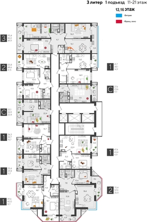 
  Продается 1-комн. квартира, 47.4 м², ЖК Рекорд 2, литера 3
. Фото 2.
